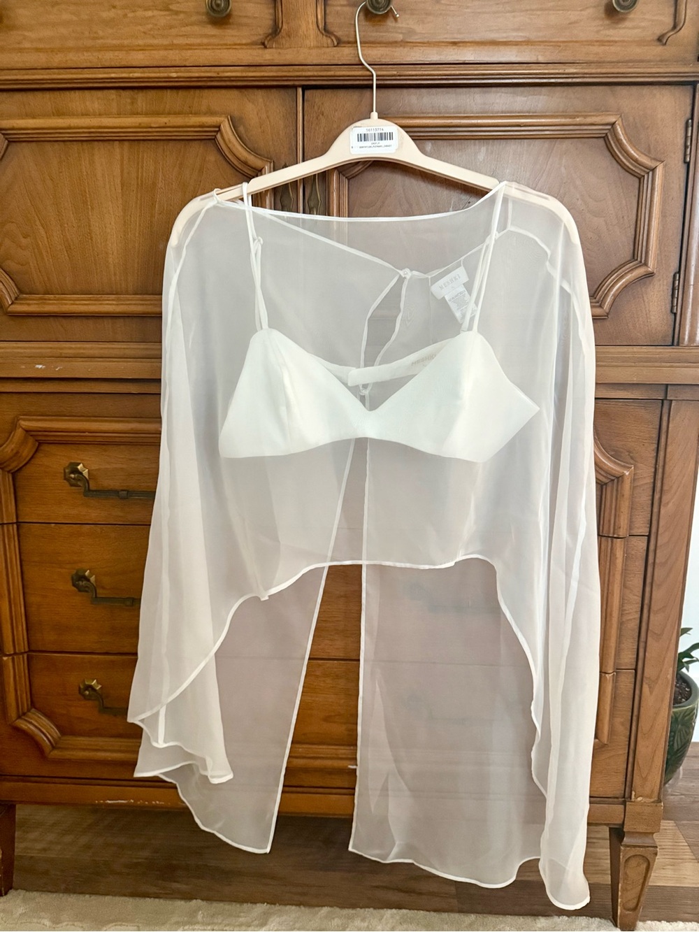 NWOT Meshki Kirstine Bralette With Chiffon Cape - Ivory XL